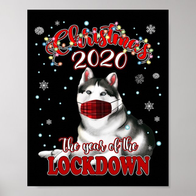 Jul Sibirisk Husky Hundtröja Karantänlås Poster (Framsidan)