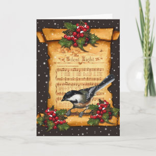Jul: Silent Natt Lakan Music, Rulla, Bird Helgkort