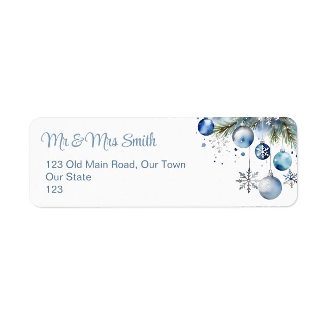 Jul silver (blåa sowy gräs) returadress etikett (Framsidan)