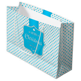 Jul - Silver-Blue Polka dots Gift Bag - stor