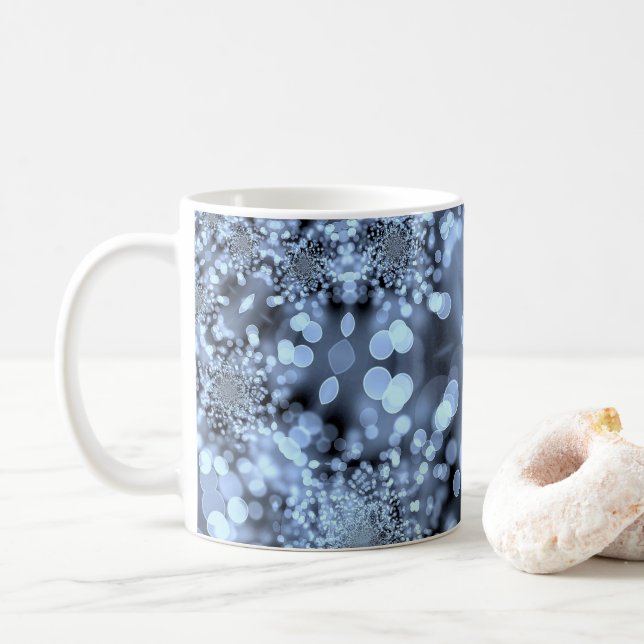 Jul Silvery Blue Snöflingor Kaffemugg (Med munk)
