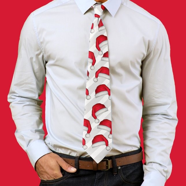 Jul Simple Cute Whimsical Santa Hats Mönster Slips (Cute Santa hat pattern neck tie. )