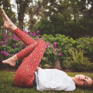 Jul Simple Red Snowflake Winter Cute Mönster Leggings
