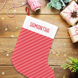 Jul Simple Red Whimsical Rand Cute Liten Julstrumpa