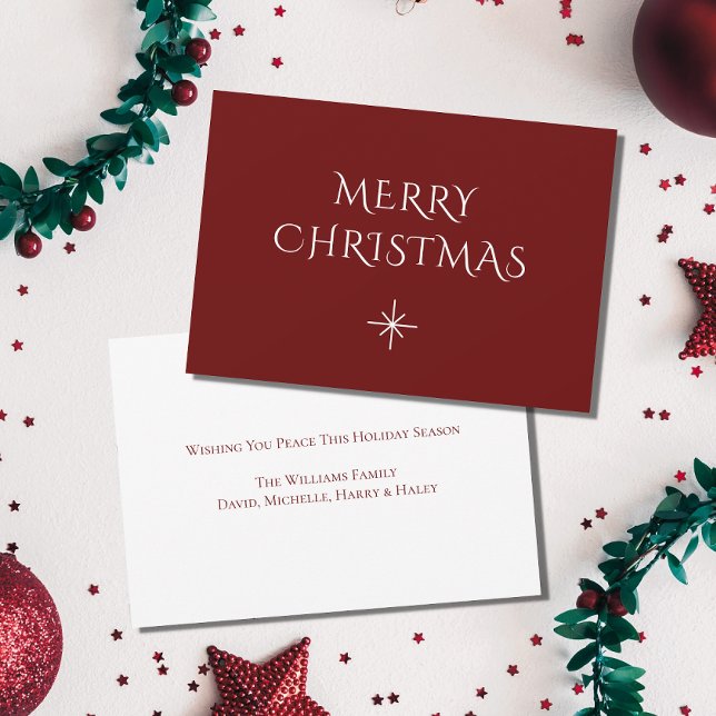 Jul Simple Snowflake Elegant Red Julkort (Skapare uppladdad)