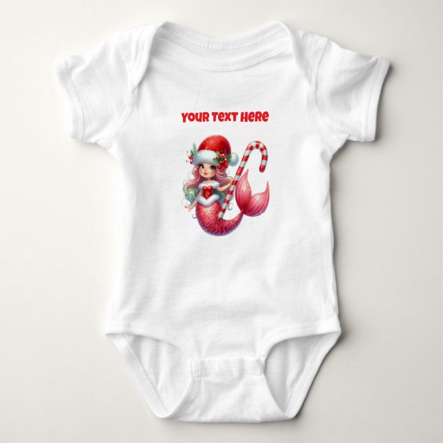 Jul Sjöjungfru Baby Bodykostym T Shirt (Framsida)