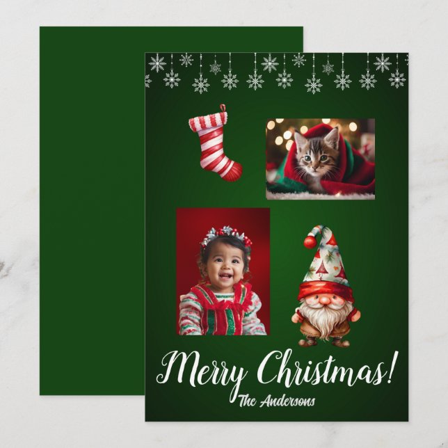 Jul sju barn, God jul! Julkort Inbjudningar (Fram/baksida)