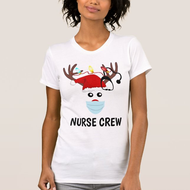 Jul Sjukbesättning Reindeer som bär Ansikte-mask T Shirt (Framsida)