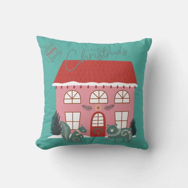 Jul, skandinavisk design - anpassat namn  kudde (Framsida)