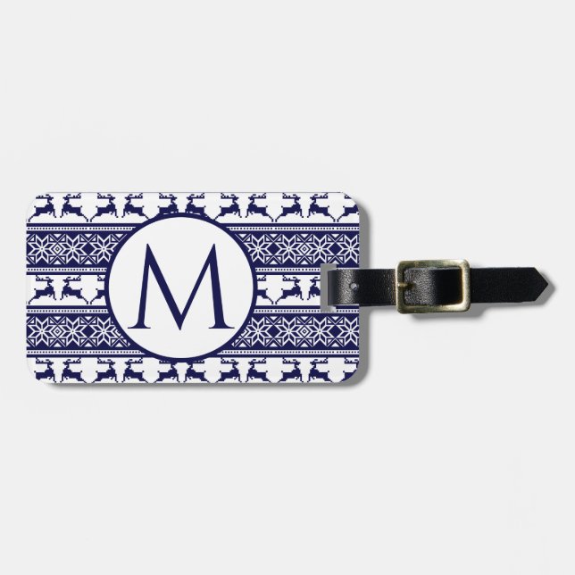 Jul, skandinaviska folkblått och vitt bagagebricka (Horisontell Framsida)