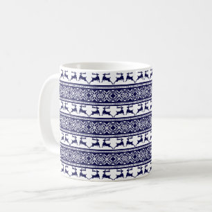 Jul, skandinaviska folkblått och vitt kaffemugg
