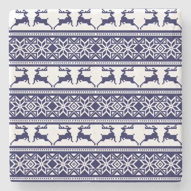 Jul, skandinaviska folkblått och vitt stenunderlägg (Framsidan)