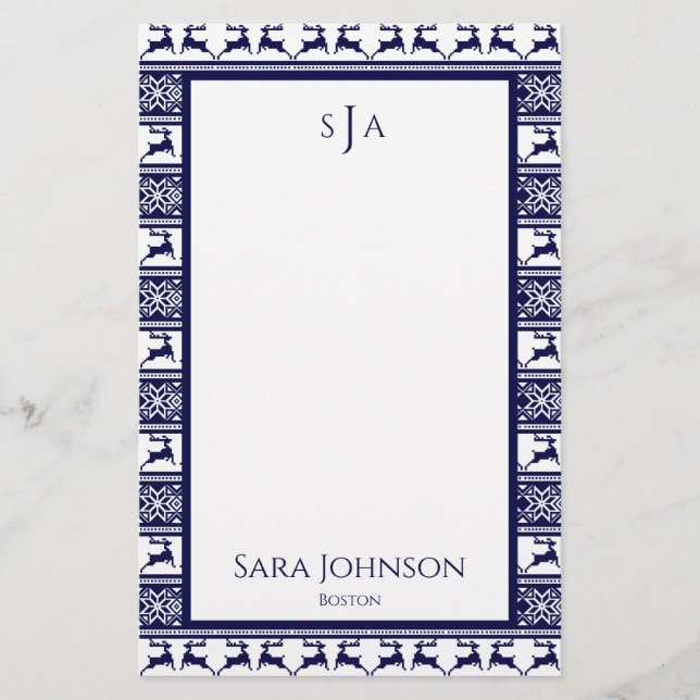 Jul, Skandinaviskt folkblått och vitt Brevpapper (Framsida)