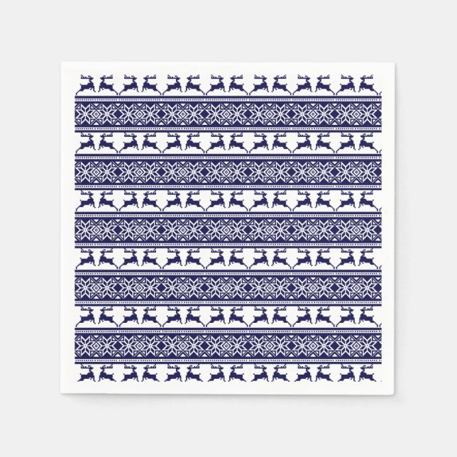 Jul, Skandinaviskt folkblått och vitt Pappersservett (Framsidan)