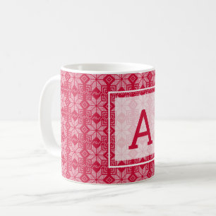 Jul, skandinaviskt, rött, vitt, snöflingor, kaffemugg