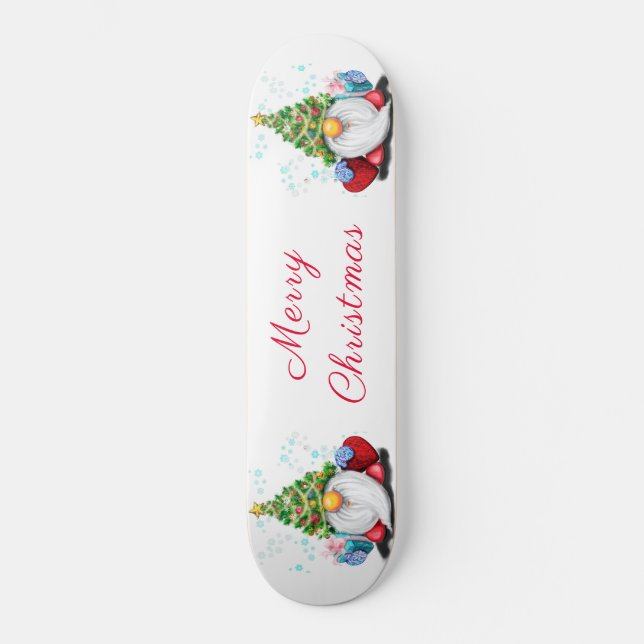 Jul Skateboard Gnome med Gift (Framsida)