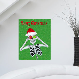 Jul Skeleton Hat Ornaments Grönt Guld fleckar Poster