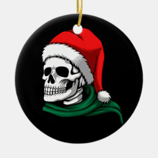 Jul Skeleton Head på en Julgransprydnad Keramik