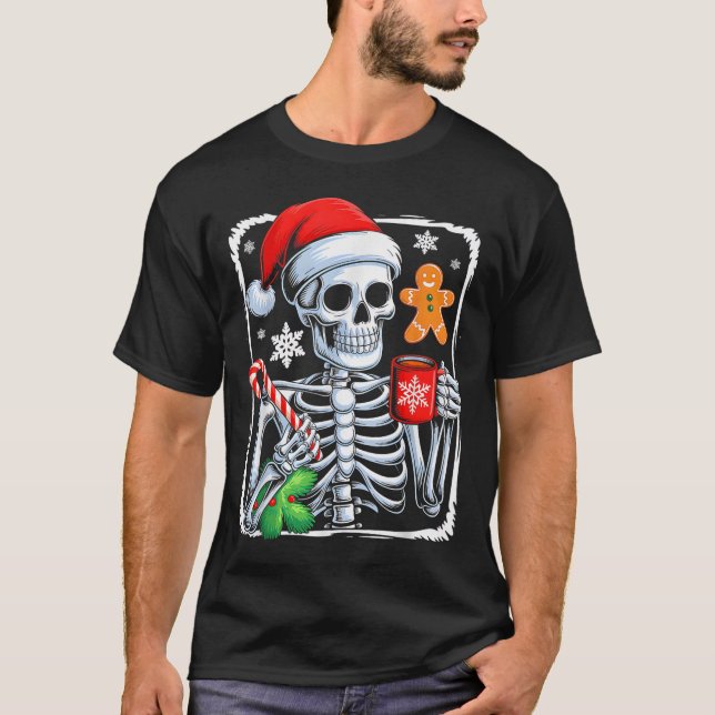 Jul Skeleton Hett Chocolate Funny Julafton Manar W T Shirt (Framsida)