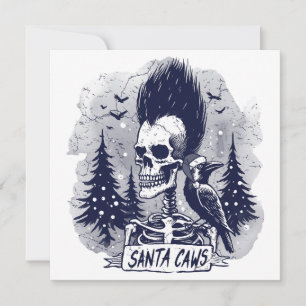 Jul Skeleton och Raven Santa Caws Julkort