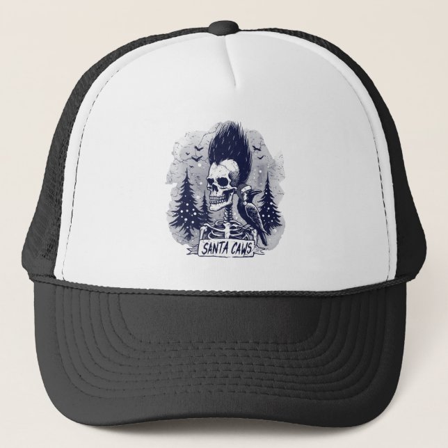 Jul Skeleton och Raven Santa Caws Keps (Framsida)