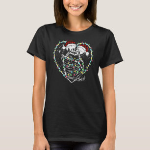 Jul Skeletons Kissing Horror Julafton Ljus Dar T Shirt