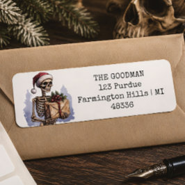 Jul Skelett Jultomte Gotisk Returadress Etikett