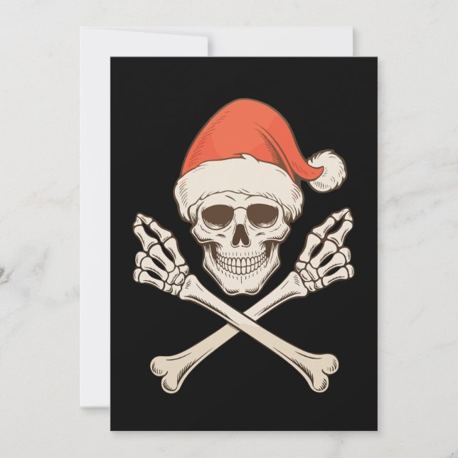 Jul Skelett Skalle Tomte Hatt Julfirande Julkort (Framsida)