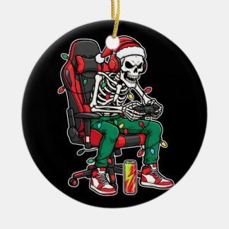 Jul Skelett Spelare Xmas Skalle Spelande Pojkar Julgransprydnad Keramik