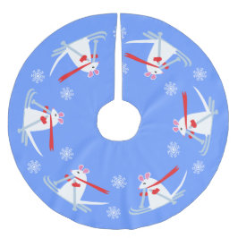 Jul Ski Chalet White Mice Skiers Julgransmatta Borstad Polyester