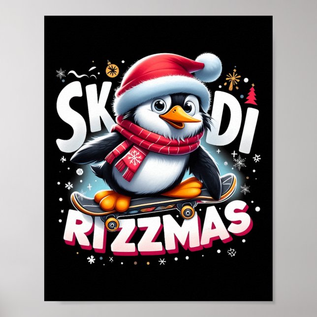 Jul Skibidi Rizzmas Julafton Coola Penguin Holida Poster (Framsidan)