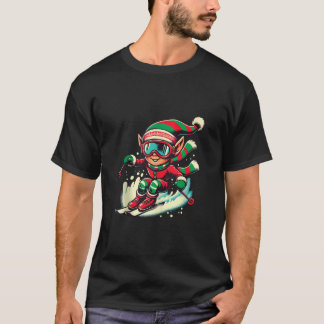 Jul Skidlag team skidälskare skidåkare Tomte skidå T Shirt