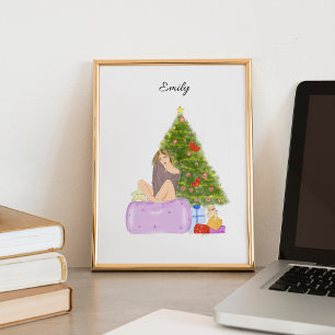 Jul, skiss över mode, illustration poster