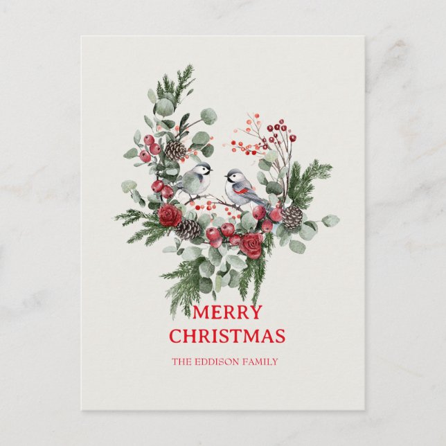 Jul Skog Minimalist Enkel Högtid 1  Helg Vykort (Framsida)