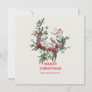 Jul Skog Minimalist Enkel Högtid 1 Julkort