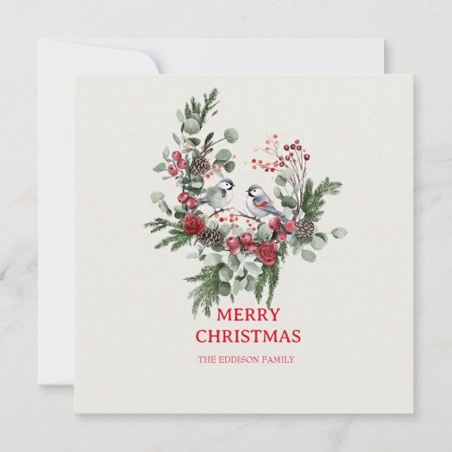 Jul Skog Minimalist Enkel Högtid 1  Julkort (Framsida)