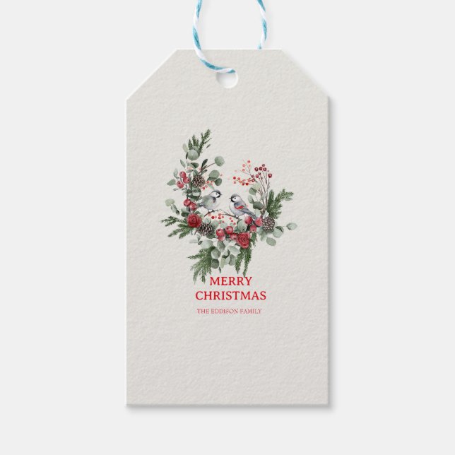 Jul Skog Minimalist Enkel Högtid 1 Presentetikett (Framsidan)