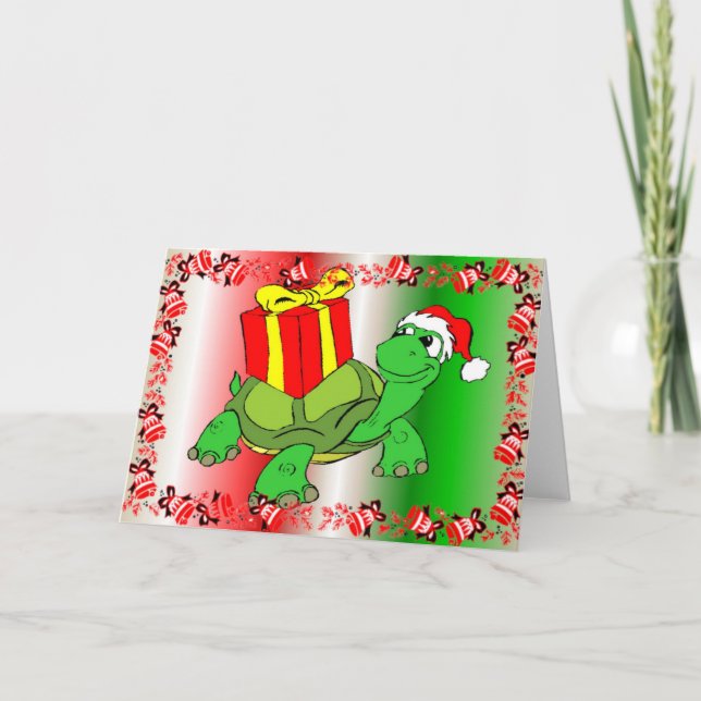 Jul sköldpadda eller sköldpadda helgkort (Framsida)
