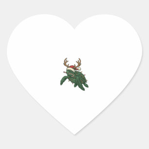 Jul Sköldpadda Ren Vintage Gravyr De Hjärtformat Klistermärke