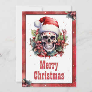 Jul Skull, vattenfärg Julkort