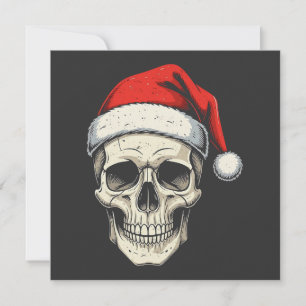 Jul Skull Wearing Santa Hat Julkort