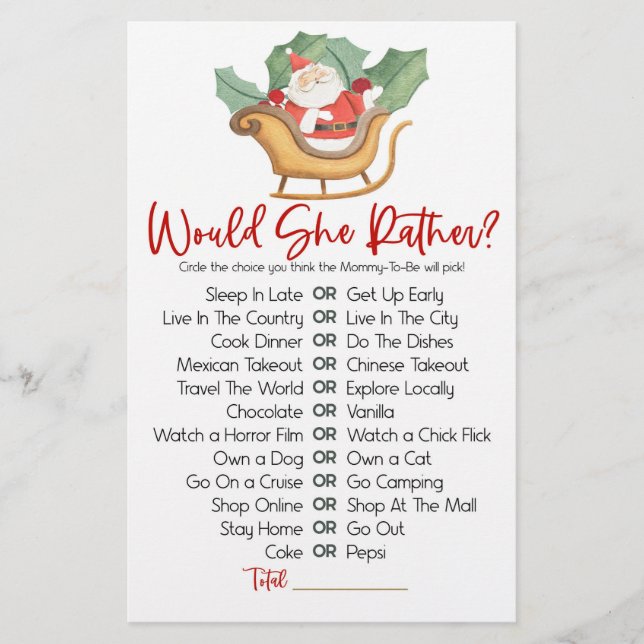 Jul, skulle hon hellre se babykläder i spelet? brevpapper (Framsida)