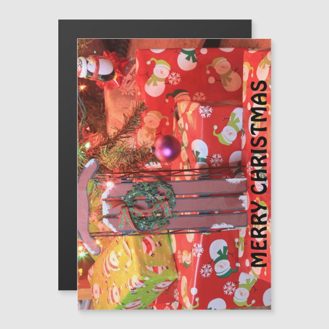 Jul Sled med magnetkort för krans (Fram/baksida)