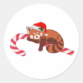 Jul Sleeping Red Panda Sticker Runt Klistermärke