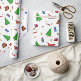 Jul Sleigh Reindeer Antlers Gifts Mönster Presentpapper