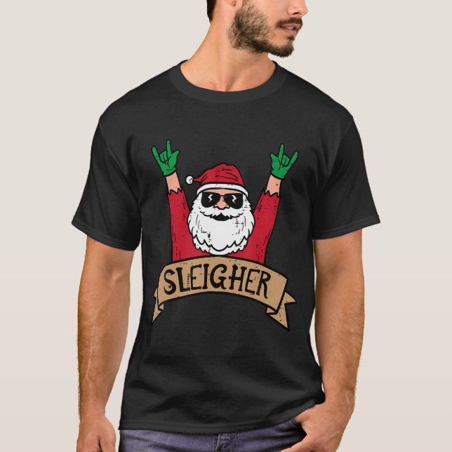 Jul Sleigher Santa Sten Julafton Rocker Manar T Shirt (Framsida)