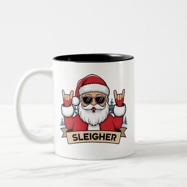 Jul Sleigher Santa Sten Julafton Rocker Två-Tonad Mugg (Vänster)
