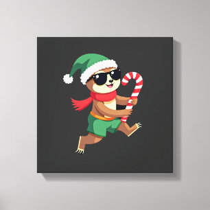 Jul Sloth Alv Pepparmynta Karamellrandig Tröja Gi Canvastryck