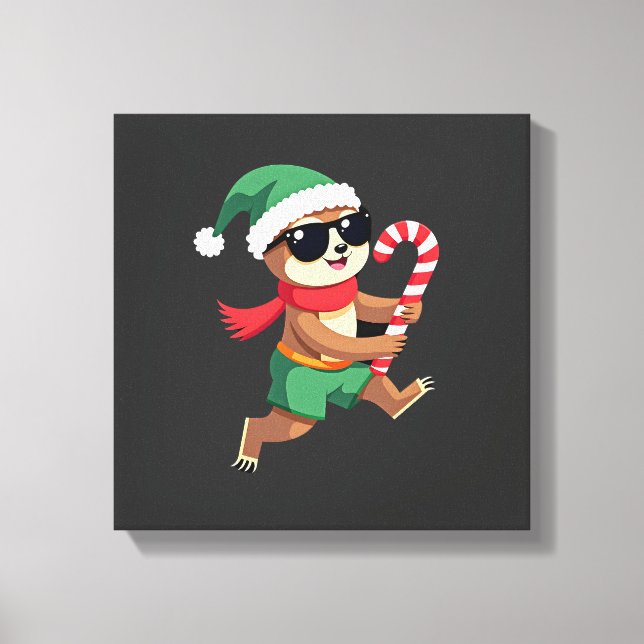 Jul Sloth Alv Pepparmynta Karamellrandig Tröja Gi Canvastryck (Framsida)