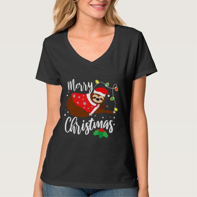 Jul Sloth Animal Kärlek Ljus T Shirt (Framsida)